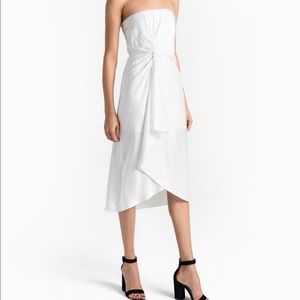 A.L.C. Roya Dress in White / Eggshell Midi Knotted Strapless